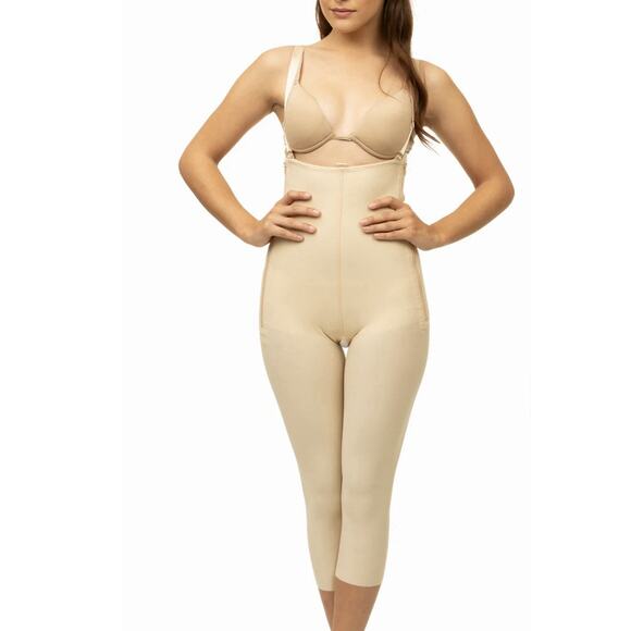 Isavela Beige Full Body Shapewear Bodysuit S High Compression Post Surgery Zip - Picture 2 of 12